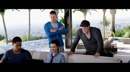 Alex, Kim und Danny - die Protagonisten aus The Journey - sitzen gemeinsam auf einer Couch.