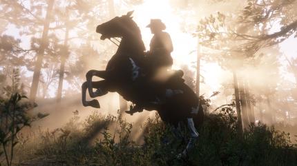 Arthur Morgan auf einem Pferd in Red Dead Redemption 2.