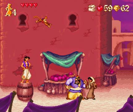 Aladdin hüpft über den Markt von Agrabah
