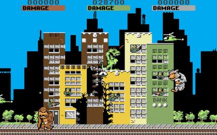 In Rampage (1986) mutieren wir zu überdimensionierten Monstern und zerlegen Städte.&nbsp;