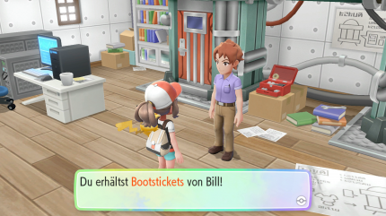 Wir verwandeln ihn mit seinem Teleporter zurück und erhalten Bootstickets.