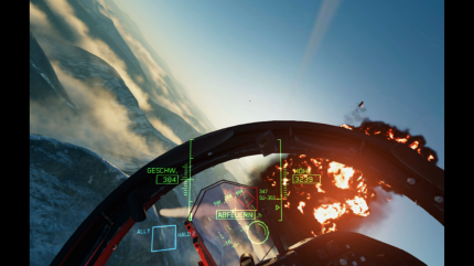 Die Auflösung und die Sichtweite ist im VR-Modus etwas schwächer als in der Kampagne. Bei den rasanten Dogfights stört das aber kaum.