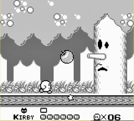 Der allererste Bossgegner Whispy Woods ist seitdem in ausnahmslos jedem Kirby-Abenteuer mit dabei. Der Kampf gegen ihn ist wirklich ausgesprochen simpel.