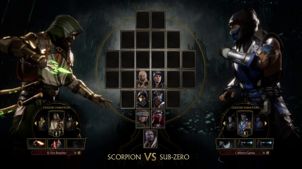 Abgespeckt: Auf dem Event zeigte der Figurenauswahl-Bildschirm lediglich diese sieben Recken. Später sollen es mindestens 25 sein, darunter vermutlich auch Reptile und Kabal. Shao Kahn gibt’s als Vorbesteller-Bonus.