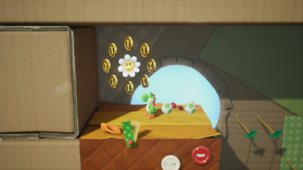 Yoshi's Crafted World: Welt 5 - Level 3: Eilen mit Seilen: Hoch oben über den Seilen findet ihr die Blume Nummer 5 dieses Levels.