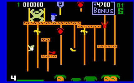 <em>Donkey Kong Junior</em> ist das einzige Spiel, in welchem Mario (alias Jumpman) den Bösewicht mimt. Eine Umsetzung des beliebten Arcade-Automaten gibt’s fürs Intellivision und viele andere Nicht-Nintendo-Konsolen.