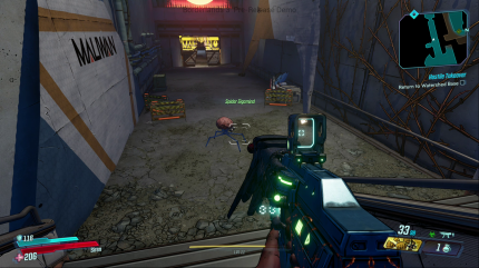 Es gibt nicht nur Waffen mit Beinen, sondern auch Gehirne mit Beinen. Diese entstehen aus einer legendären SMG beim Nachladen, die wir bei einem KI-Boss gefunden haben.