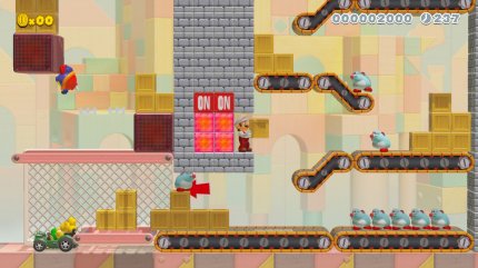 Unzählige neue Items erlauben viel mehr Gestaltungsspielraum als im ersten Super Mario Maker; so gut wie alles, was auf siesem Bild zu sehen ist, ist neu mit dabei.