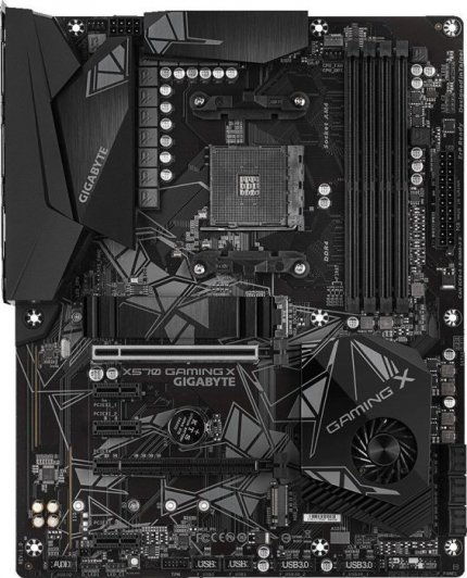 Ein typisches ATX-Mainboard mit neun Bohrlöchern zum Fixieren. Je drei oben, mittig und unten. Die Löcher erkennt ihr daran, dass sie sonnenstrahlen-ähnlich umrandet sind.