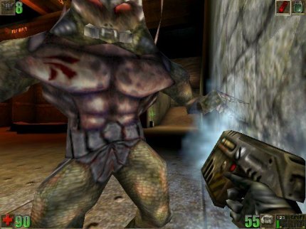 Monster wie die außerirdischen Skaarj tauchten in Unreal nur in kleiner Zahl auf. Der Grund: Die starke Gegner-KI verhielt sich überraschend anders. Sie gehörte zu den hervorstechendsten Merkmalen der Shooter-Kämpfe. (1)