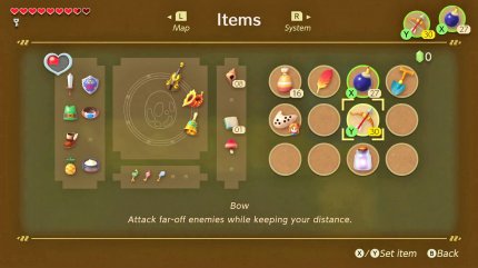 Das Item-Menü wurde im Vergleich zum Game-Boy-Original grundüberarbeitet. Manche einst aktiv auswählbaren Items sind nun fester Bestandteil unseres Movesets.