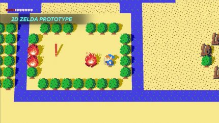 Um Physik-bezogene Gameplay-Mechanik zu testen, bauten die Entwickler einen 2D-Prototypen. Er sah optisch sehr ähnlich aus wie das Ur-Zelda für das NES.