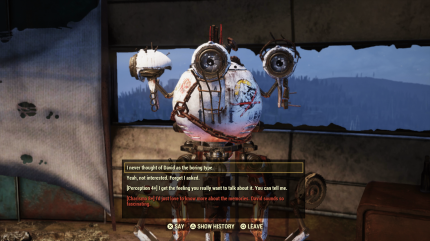 Selbst bei den wenigen NPCs der alten Haupthandlung, wie dem Raider-Roboter Rose, kommt das neue Dialogsystem inklusive Attributscheck zum Einsatz.