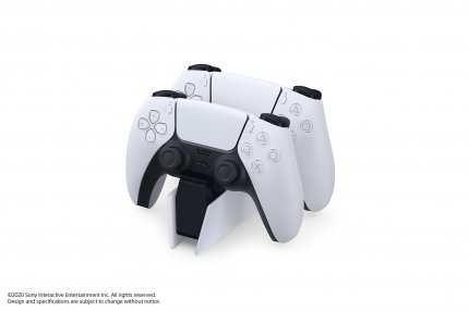 Sony stellte neben Zubehör wie HD-Kamera, drahtlosem Headset und einer Fernbedienung auch eine Ladestation vor, auf der bis zu zwei der neuen Playstation 5 Dual Sense Controller aufgeladen werden können.