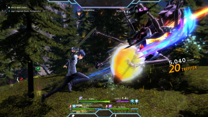Mit einer farbenfrohen Kombo-Attacke gibt Kirito einer Riesenspinne den Todesstoß.