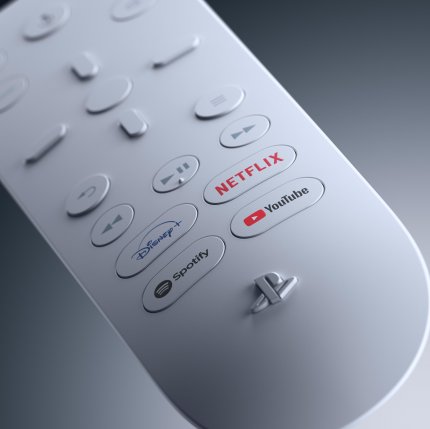 Die Medienfernbedienung mit Schnellzugriffen auf Netflix, Spotify, Disney+ und YouTube.