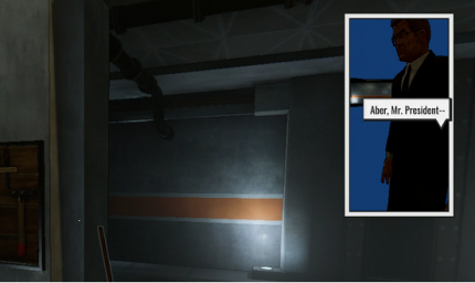 Comic-Strip Einblendung während des Gameplays - mit Blue Screen statt Hintergrund.