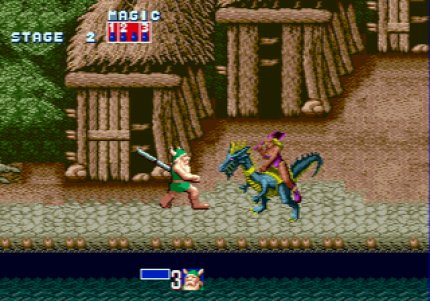 Golden Axe wurden den Arcade-Wurzeln des Mega Drives gerecht. In dem mittelalterlichen Actionspiel prügeln sich bis zu zwei Teilnehmer als Zwerg, Barbar oder Amazone durch wüste Abenteuer.