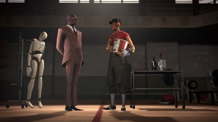 In Team Fortress 2 schlüpft Gabe Newell am liebsten in die Rolle des schlanken, hinterhältigen Spions (hier links im Bild).