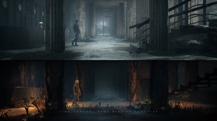 Dank des Dual-Reality-Gameplay erkundet ihr in The Medium zwei Welten gleichzeitig.