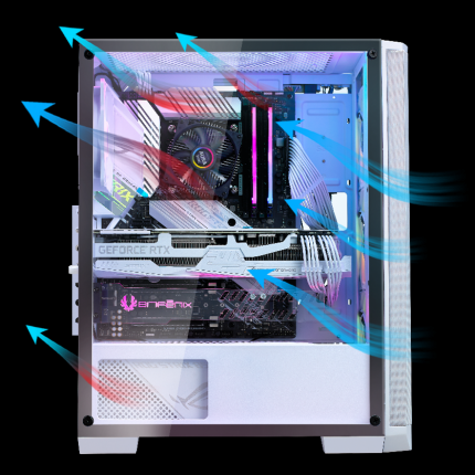 Beispiel eines guten Airflows bei einem Bitfenix Nova Mesh SE