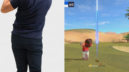 Wie in den guten alten Wii-Zeiten holt man, so man mit Bewegungskontrolle spielt, einfach möglichst präzise aus und schlägt dann mit der benötigten Kraft auf den Ball.