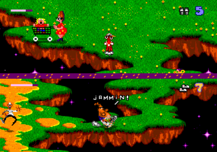 Segas ToeJam &amp; Earl punktet 1991 mit einem innovativen Splitscreen-Modus, der sich immer nur dann zuschaltet, wenn sich die Helden zu weit voneinander entfernen.