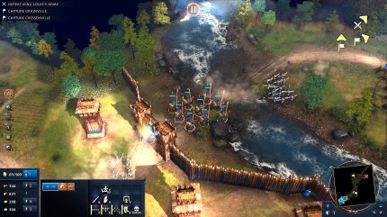 In einer nächtlichen Kampagnenmission müssen die Städte Grainville und Cressenville erobert werden. Die Kampagneneinsätze untermalt Age of Empires 4 mit Zwischensequenzen und einem Erzähler, der die Geschehnisse einordnet.
