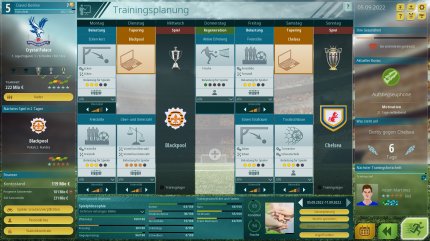 Als Manager habt ihr alle Hände voll zu tun: Ihr müsst euch beispielweise um die wöchentlichen Trainingspläne kümmern.