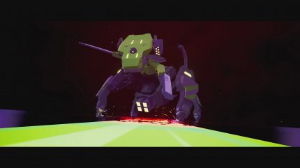Der F.F.C. Mech, einer von zwei Bossen, feuert mit Lasern und Raketen auf uns.&nbsp;