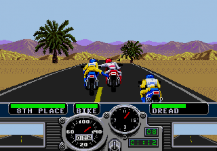 Fußtritte bei voller Fahrt: Motorrad-Spiele liegen spätestens seit Electronic Arts’ rabiatem Road Rash, das im September 1991 auf dem Mega Drive durchstartet, voll im Trend.