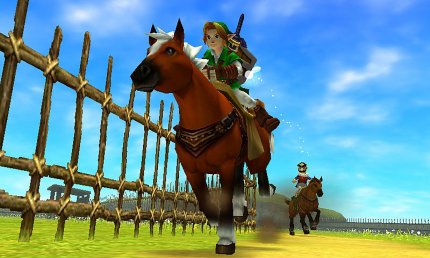 Um die Reise über die Oberwelt zu vereinfachen, finden in Zelda-Spielen diverse Fortbewegungsmittel Verwendung, hier etwa Pferd Epona in Ocarina of Time.