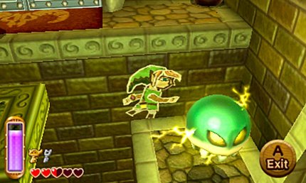 Oftmals finden besondere Kniffe Verwendung, um das Abenteuer mit neuen Akzenten zu versehen, hier die Wandlaufmechanik aus A Link Between Worlds.