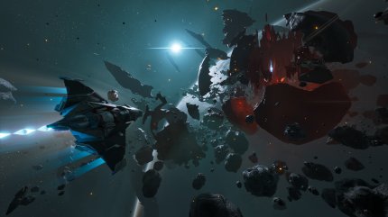 In manchen Abschnitten helfen uns die Fähigkeiten unseres Raumschiffs immens. Durch das Driften manövrieren wir Forsaken filigraner durch enge Passagen.