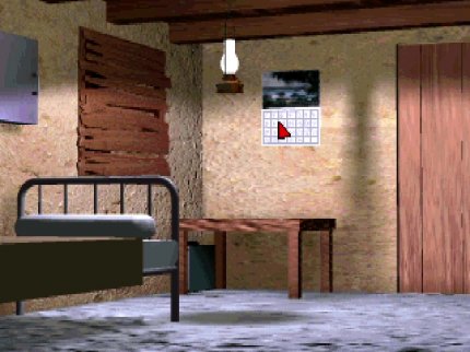 Schlicht und zweckmäßig: Dieses spartanisch ausgestattete Zimmer dient als Hauptmenü, in dem ihr eure Söldner rekrutiert, einen Spielstand dauerhaft speichert und mit einem Klick auf das Bett den nächsten Spieltag startet.