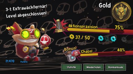Bonuspunkte erhalten wir, indem wir Chaos verursachen. Je mehr Chaos, desto höher ist die Wertung. Ränge höher als Diamant zu erzielen kann jedoch knifflig werden.&nbsp;