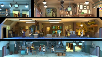 Fallout Shelter wird von Howard auf der E3 2015 angekündigt und noch am selben Tag für iOS veröffentlicht. Mittlerweile ist die Free2Play-Atombunker-Management-Simulation auch für Android, Windows, Switch, PS4 und Xbox One erhältlich.