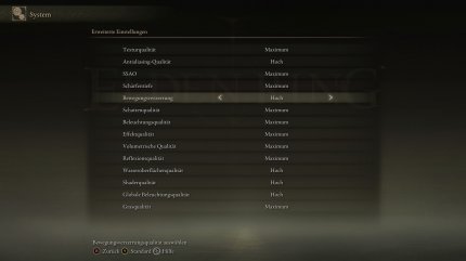 Das Menü für die Grafikeinstellungen in der PC-Version ist nicht übermäßig umfangreich, erfüllt aber seinen Zweck. Im Gegensatz zur Konsolenfassung dürft ihr auch die Bewegungsunschärfe abschalten.