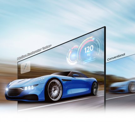 Motion Xcelerator Turbo+ mit 120Hz sorgt für eine flüssige Bewegungsdarstellung beim Spielen auf PS5 und Xbox Series X.