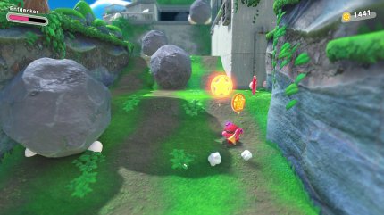 Kirby und das vergessene Land: Kugelsteinstraße: Entdecke auf deinem Weg bergauf den Seitenpfad.