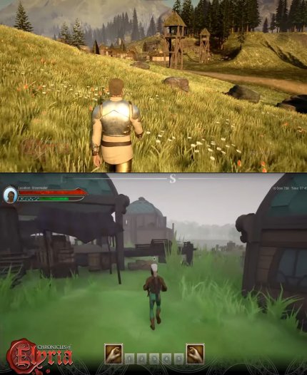 Oben die „Titan's Steppes“ aus dem Jahr 2016, unten „Greenwater“ aus dem Jahr 2019. Und nein, das Ganze lässt sich nicht mit „Es ist ein runterskaliertes Development-Build“ erklären.<br> &nbsp;