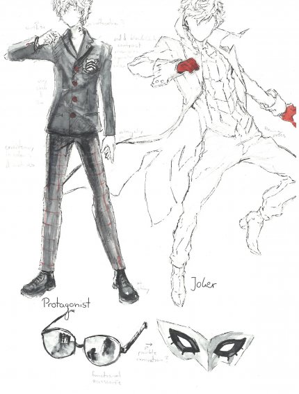 Der Protagonist ist wohl der einzige in der Schülergruppe, der sich tatsächlich an die Schuluniform hält. Daraus resultiert, dass seine Phantom-Thief-Version fast wie eine exzentrischere Version der Shujin-Uniform aussieht. Passend dazu werden auch Pose und Haltung selbstbewusster.<br> &nbsp;