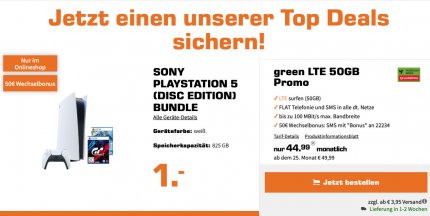 Neue PS5-Angebote in Verbindung mit einem Mobilfunkvertrag.