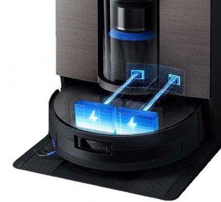 Dank Supercharging lädt der Ecovacs X11 während der Zwischen-Reinigungen der Wischwalze den Akku wieder auf.