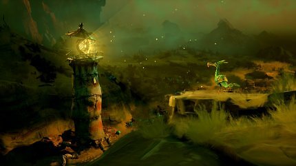 Nicht alle Landschaften in Keeper erstrahlen im Licht. Ab und an müsst ihr dunklere Ecken durchkämmen. Praktisch, dass wir immer ein Licht dabeihaben!