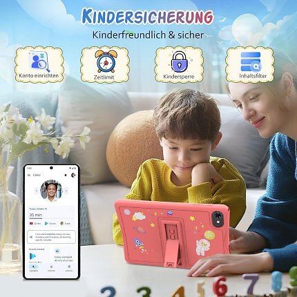 Die Kindersicherung ermöglicht Eltern, die Inhalte und Dauer der Tablet-Nutzung zu begrenzen.