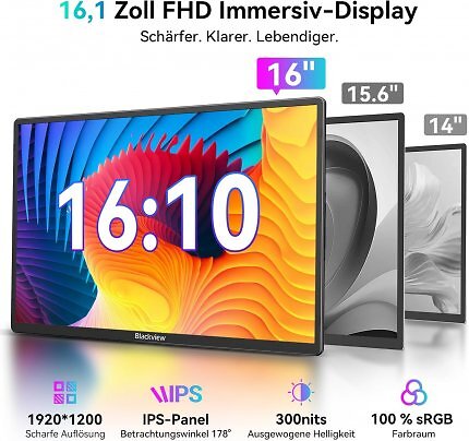 Der Blackview Table 9 bietet ein 16,1 Zoll großes Full-HD-Display.