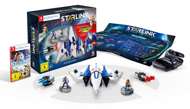 Natürlich sind im Starter-Pack für Switch der Arwing als Schiff und Fox McCloud als Pilot enthalten. Oben drauf gibt’s noch je ein weiteres Schiff (digital), einen Piloten und drei Waffen (eine davon digital).