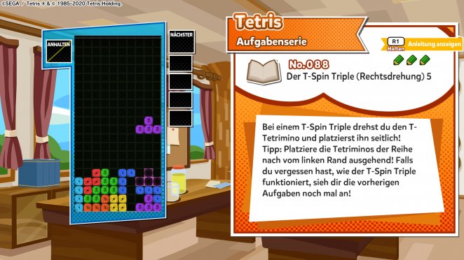 Im Übungsmodus drückt ihr die Puzzle-Schulbank und trainiert alles von den absoluten Basics bis hin zu Profi-Techniken. Charmantes Detail: eure Steine werden als Kreidezeichnungen stilisiert.