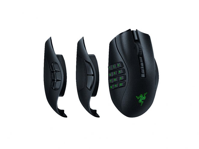 Das Bild die Razer Naga V2 Pro mit wechselbaren Seitenteilen wie bei der Razer Naga Trinity